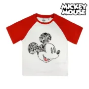 Camisola de Manga Curta Infantil Mickey Mouse 73484 Branco Bebés e Crianças - nacloset