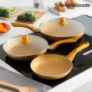 Conjunto de Frigideiras Gold-Effect InnovaGoods (5 Peças) Acessórios de Cozinha - nacloset