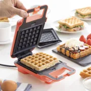 Máquina de Waffles e Sanduíches 2 em 1 com Receitas Wafflicher Acessórios de Cozinha - nacloset