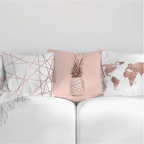 Fronhas para Almofadas de Sofá Estanpadas em Rosa Almofadas - nacloset 5