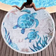 Grande toalha de banho redonda para praia em microfibra impressa (150cm) FreeShipping - nacloset