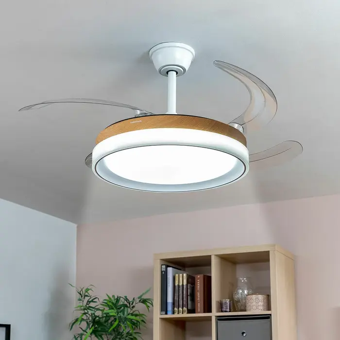 Ventoinha de Teto com Luz LED e 4 Pás Retráteis Blalefan InnovaGoods Madeira 72 W Ø49,5-104 cm Ar condicionado e ventiladores - nacloset 2