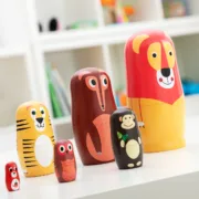 Matriosca de Madeira com Figuras de Animais Funimals   11 Peças Bonecas e peluches - nacloset 2