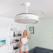 Ventoinha de Teto com Luz LED e 4 Pás Retráteis Keteez InnovaGoods Branco 72 W Ø49-104 cm Ar condicionado e ventiladores - nacloset