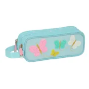 Estojo Duplo Moos Butterflies Azul Claro 21 x 8 x 6 cm Estojo 2 Divisórias - nacloset
