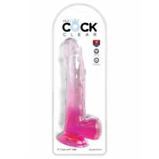 Dildo Realista Pipedream King Cock Clear TPE Cor de Rosa Consoladores - nacloset 2