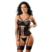 Conjunto de Lingerie Fantasy Lingerie Preto (S/M) Cuequinhas e tangas - nacloset