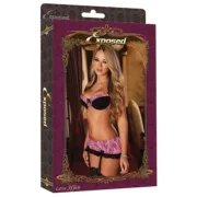 Conjunto de Lingerie Exposed Preto Cor de Rosa (XXL) Cuequinhas e tangas - nacloset