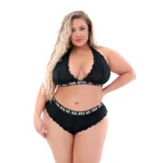 Conjunto de Lingerie Fantasy Lingerie Preto (Queen size) Cuequinhas e tangas - nacloset