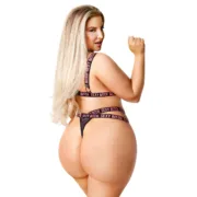 Conjunto de Lingerie Fantasy Lingerie Preto (Queen size) Cuequinhas e tangas - nacloset 2
