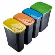 Caixote de Lixo para Reciclagem Mondex Ecobin Amarelo Com tampa Casa | Jardim - nacloset 2