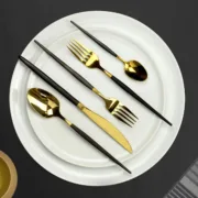 Conjunto de Garfos Amefa Soprano Preto Dourado Metal Aço inoxidável 12 Unidades Cozinha | Gourmet - nacloset 2
