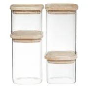 Conjunto de 4 Potes Secret de Gourmet Cozinha Empilhável Vidro Cozinha | Gourmet - nacloset 2