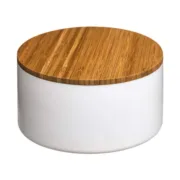 Caixa de Armazenagem com Tampa 5five Simply Smart Natureo Branco Natural Vidro Bambu ABS ø 13,5 x 7 cm Casa | Jardim - nacloset