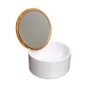 Caixa de Armazenagem com Tampa 5five Simply Smart Natureo Branco Natural Vidro Bambu ABS ø 13,5 x 7 cm Casa | Jardim - nacloset 2