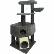 Arranhador para Gatos Guily Dark Cinzento Poliéster Juta Felpa Madeira Metal Papel Aço Madeira MDF Sisal (1 Unidade) Animais de Estimação - nacloset