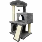 Arranhador para Gatos FLOPI Dark Cinzento Felpa Madeira (1 Unidade) Animais de Estimação - nacloset