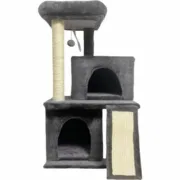 Arranhador para Gatos FLOPI Dark Cinzento Felpa Madeira (1 Unidade) Animais de Estimação - nacloset 2
