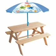 Mesa de piquenique Fun House Castanho Parasol (125 x ø 100 cm) Casa | Jardim - nacloset