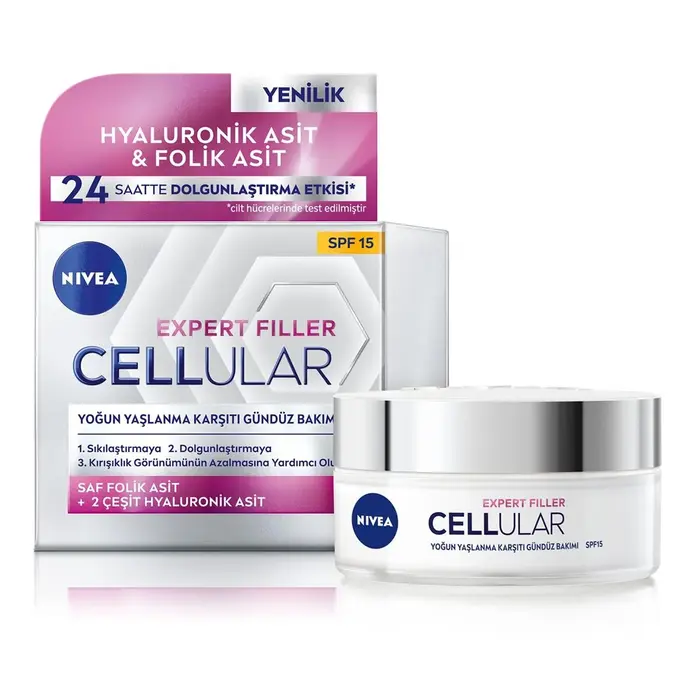 Creme de Dia Hidratante Nivea Hyaluron And Cell Filler 50 ml Spf 15 Cosméticos com Ácido Hialurónico - nacloset