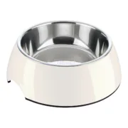 Comedouro para Cão Hunter Melamina Aço inoxidável Branco 160 ml (14,5 x 14,5 x 7 cm) Animais de Estimação - nacloset