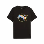 Camisola de Manga Curta Infantil Puma Graphics Preto Moda | Acessórios - nacloset