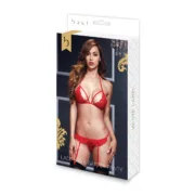Sutiã de Alças Vermelho com Cinto de Ligas e Cuecas de Virilha Aberta Tamanho Único Baci Lingerie BW3101-REDOS Babydolls e bodies - nacloset