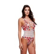 Body Baci Lingerie Floral & Lace Branco S/M Babydolls e bodies - nacloset