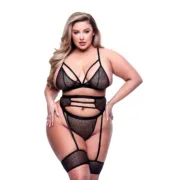 Conjunto de Lingerie Baci Lingerie Preto 3 Peças Cuequinhas e tangas - nacloset 2