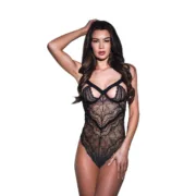 Body Baci Lingerie Sexy Strappy Lace Preto S/M Babydolls e bodies - nacloset 2
