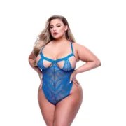 Conjunto de Lingerie Baci Lingerie Lace Teddy Azul (Queen) Cuequinhas e tangas - nacloset 2