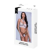 Conjunto de Lingerie Baci Lingerie Strappy Lace Preto/Branco M/L 2 Peças Cuequinhas e tangas - nacloset