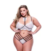 Conjunto de Lingerie Baci Lingerie Strappy Lace Preto/Branco 2 Peças Cuequinhas e tangas - nacloset 2