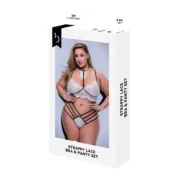 Conjunto de Lingerie Baci Lingerie Strappy Lace Preto/Branco 2 Peças Cuequinhas e tangas - nacloset