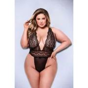Body Baci Lingerie Deep V Preto Babydolls e bodies - nacloset 2