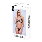 Conjunto de Lingerie Baci Lingerie Crotchless G- Preto S/M 2 Peças Cuequinhas e tangas - nacloset