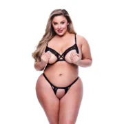 Conjunto de Lingerie Baci Lingerie Open Back Preto 2 Peças Cuequinhas e tangas - nacloset