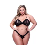 Conjunto de Lingerie Baci Lingerie Crotchless G- Preto 2 Peças Cuequinhas e tangas - nacloset