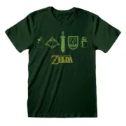 Camisola de Manga Curta Unissexo The Legend of Zelda Icons Verde-escuro Moda | Acessórios - nacloset