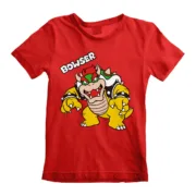 Camisola de Manga Curta Infantil Super Mario Bowser Text Vermelho Moda | Acessórios - nacloset