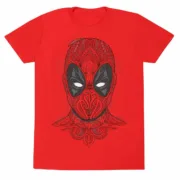 Camisola de Manga Curta Deadpool Tattoo Style Vermelho Unissexo Moda | Acessórios - nacloset