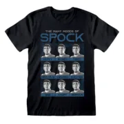 Camisola de Manga Curta Unissexo Star Trek Many Mood Of Spock Preto Moda | Acessórios - nacloset