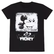 Camisola de Manga Curta Unissexo Mickey Mouse Poster Style Preto Moda | Acessórios - nacloset