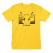 Camisola de Manga Curta Unissexo Pokémon Pikachu Katakana Amarelo Moda | Acessórios - nacloset