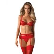 Conjunto de Lingerie com Renda Obsessive Heartina Vermelho S/M Babydolls e bodies - nacloset