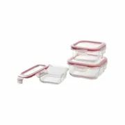 Conjunto de Lancheiras Bergner Walking Anywhere Vidro de Borosilicato cuadradas Quadrado 320 ml 520 ml 800 Páginas Vermelho Cozinha | Gourmet - nacloset