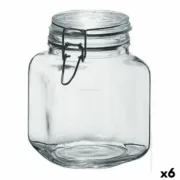 Frasco de Vidro Borgonovo 33211 Hermético Transparente 1,7 L 12 x 12 x 17 cm (6 Unidades) A Preço de Revenda - nacloset