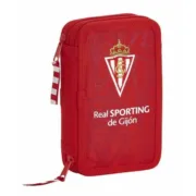 Estojo Duplo Real Sporting de Gijón Vermelho 12.5 x 19.5 x 4 cm (28 Peças) Estojo 2 Divisórias - nacloset