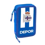 Estojo Duplo R. C. Deportivo de La Coruña Azul Branco 12.5 x 19.5 x 4 cm Estojo 2 Divisórias - nacloset
