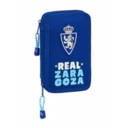 Estojo Duplo Real Zaragoza Azul 12.5 x 19.5 x 4 cm (28 Peças) Estojo 2 Divisórias - nacloset